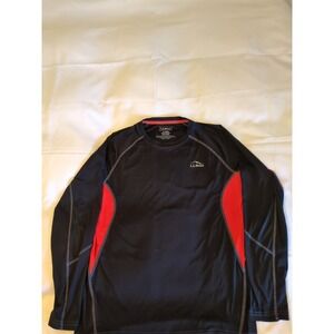 L L Bean Long Sleeve Black & Orange Running Shirt Size M